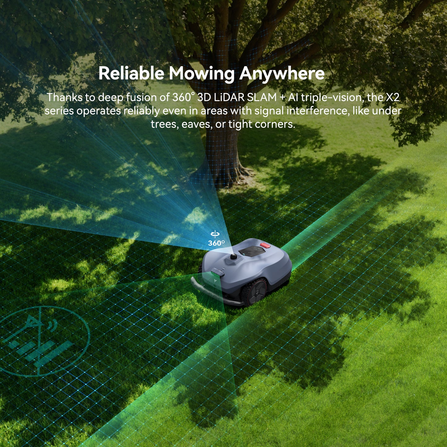 HOOKII Neomow X 2 Robotic Lawn Mower with 3D LiDAR and AI Vision System